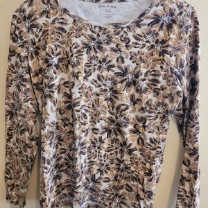 White Stag Brown and Cream Fitted Long Sleeve Blouse